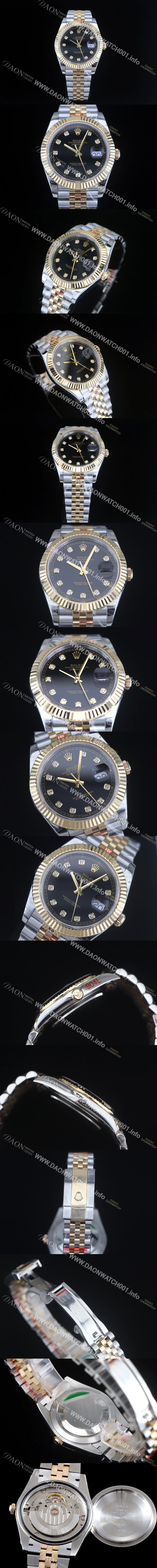 홍콩명품 [로렉스] 남성용 1:1 퀄리티 데이져스트 126333 최상위 고가형제품!! 41mm고급스러운 18K 옐로우골드 포금 블랙 다이얼 오토매틱 무브먼트 ROL12301