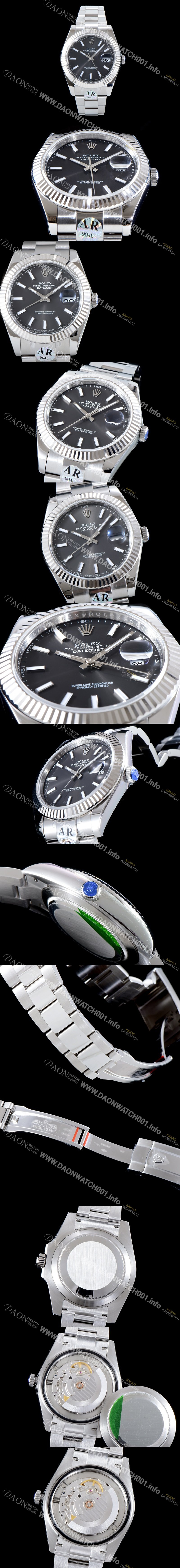 홍콩명품 [로렉스] 남성용 GM 904L스틸 업!! 데이져스트 126334 다크 로디움 다이얼 브레이슬릿 오토매틱 무브먼 ROL0010