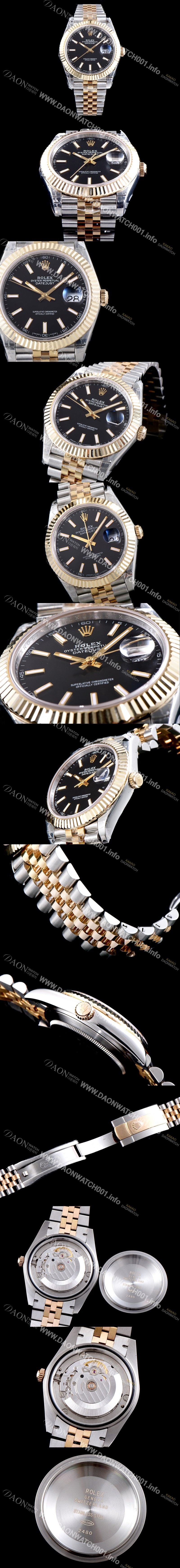 홍콩명품 [로렉스] 남성용 업그레이드형 데이져스트 116231 오이스터 36mm 플루티드 베젤(AR) 18K 로즈골드 투톤콤비 블랙 다이얼 오토매틱 무브먼트 ROL0015