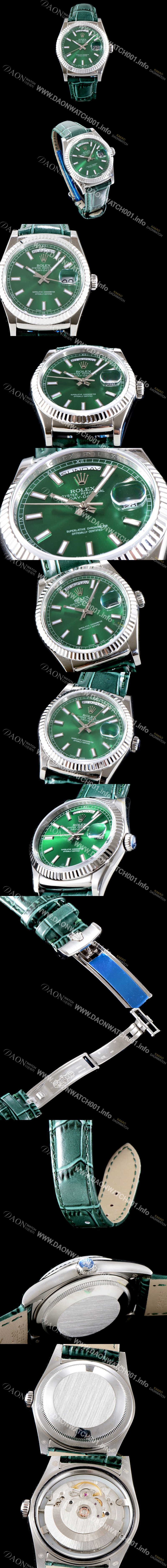 홍콩명품 [로렉스] 남성용 추가업데이트 118139 데이데이트 36MM 그린 썬더스트 다이얼 UP!! 크로노미터 플루티드 베젤 오토매틱 무브먼트 ROL0503