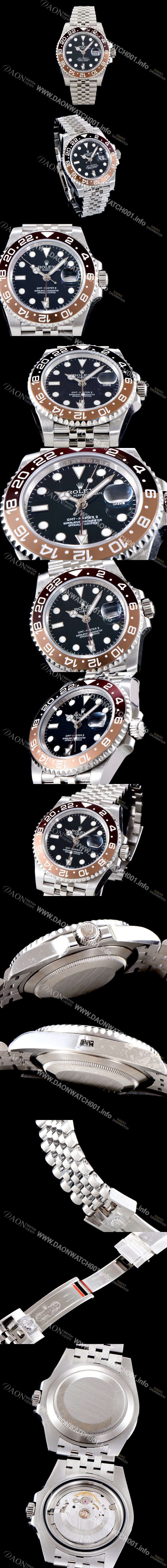 홍콩명품 [로렉스] 남성용 업그레이드 모델!! 지엠티 마스터II 126710BLRO-0001 듀얼 타임 브라운/쵸코 투톤 24시간 회전 베젤 블랙 다이얼 5선 쥬빌리 브레이슬릿 오토매틱 무브먼트 ROL0500