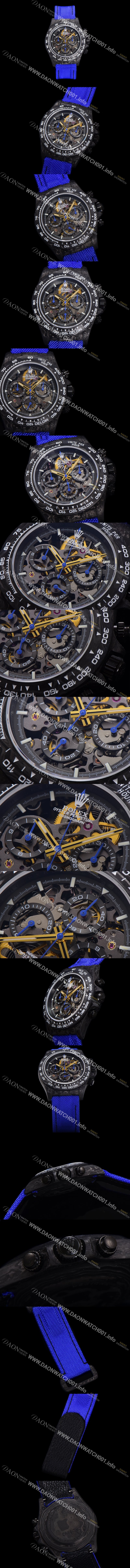 홍콩명품 [로렉스]남성용 데이토나 포지드카본 40mm 크로노그래프 오토매틱 Cal.4130 무브먼트 스켈레톤 다이얼 rol5369