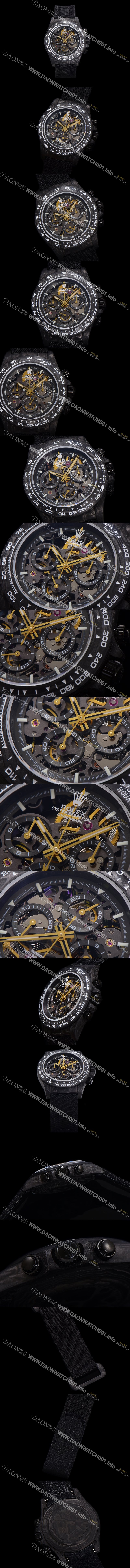 홍콩명품 [로렉스]남성용 데이토나 포지드카본 40mm 크로노그래프 오토매틱 Cal.4130 무브먼트 스켈레톤 다이얼 rol5371