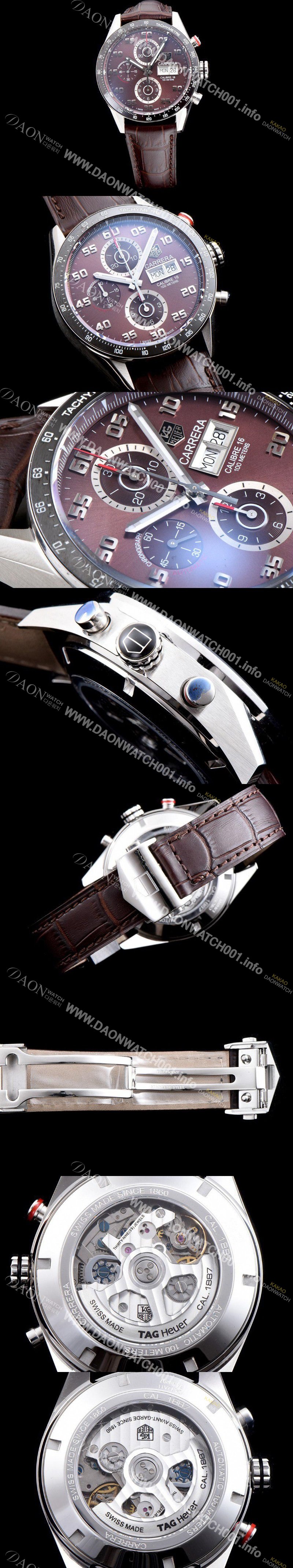 홍콩명품 [태그호이어] 남성용 TOP Grade Quality 까레라 크로노그래프 오토매틱 타키메터 브라운다이얼 TAG0105