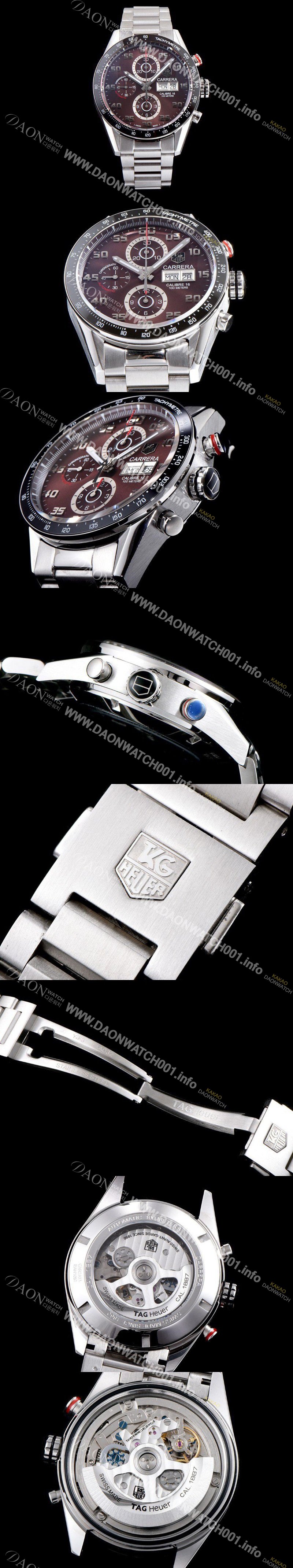 홍콩명품 [태그호이어] 남성용 TOP Grade Quality 까레라 크로노그래프 오토매틱 타키메터 브라운다이얼 TAG0100