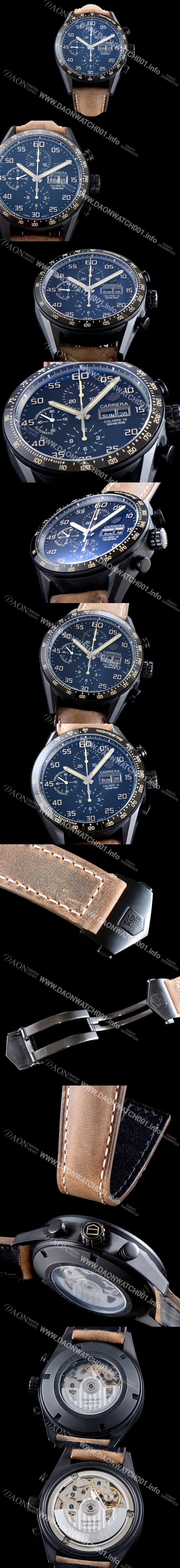 홍콩명품 [태그호이어] 남성용 NEW 까레라 CV2A84.FC6394 칼리버16 데이-데이트 블랙 PVD 티타늄 케이스 크로노그래프 블랙 유광 다이얼 오토매틱 무브먼트 TAG0101