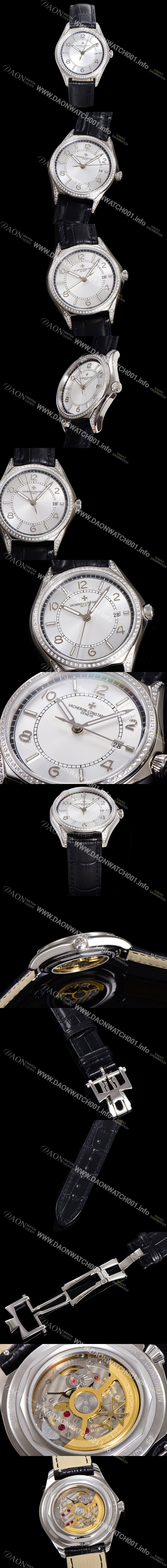 홍콩명품 [바쉐론 콘스탄틴] 남성용 피프티식스 Ref.4600E 오토매틱 1326 타입 40mm 보석/큐빅 가죽줄 실버 다이얼 vac1146