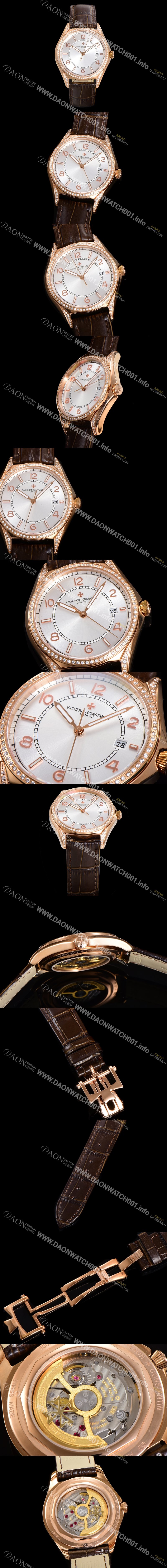 홍콩명품 [바쉐론 콘스탄틴] 남성용 피프티식스 Ref.4600E 오토매틱 1326 타입 18K 로즈골드 40mm 보석/큐빅 가죽줄 실버 다이얼 vac1149