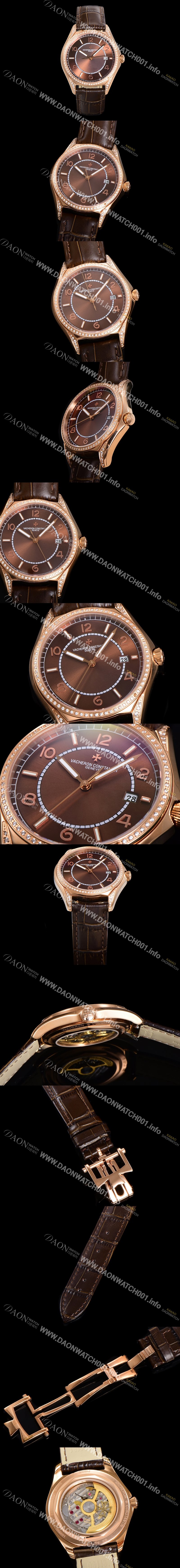홍콩명품 [바쉐론 콘스탄틴] 남성용 피프티식스 Ref.4600E 오토매틱 1326 타입 18K 로즈골드 40mm 보석/큐빅 가죽줄 브라운 다이얼 vac1151