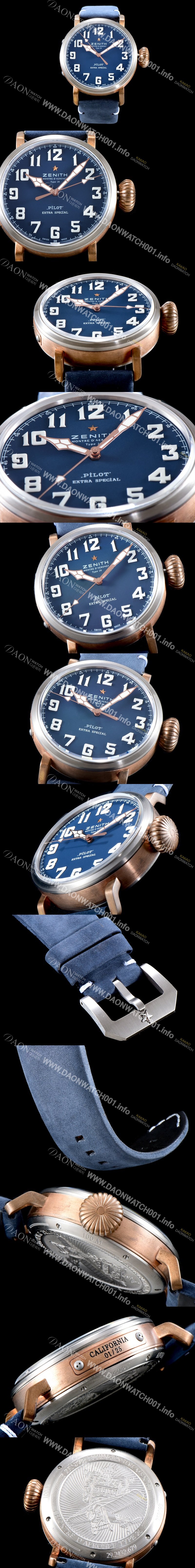 홍콩명품 [제니스] 남성용 파일럿 타입20 29.2430.679/57.C808 엑스트라 스페셜!! 고급스러운 18K 로즈골드 케이스 콤비 네이비 다이얼 오토매틱 무브먼트 ZEN4230