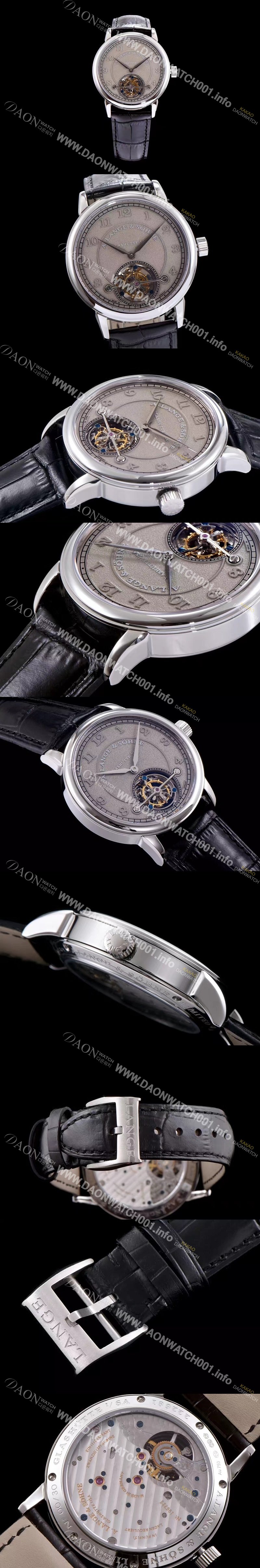 홍콩명품 [아랑게운트죄네] 남성용 Handwerkskunst 그레이 다이얼 투어빌론 무브먼트 LAN4202