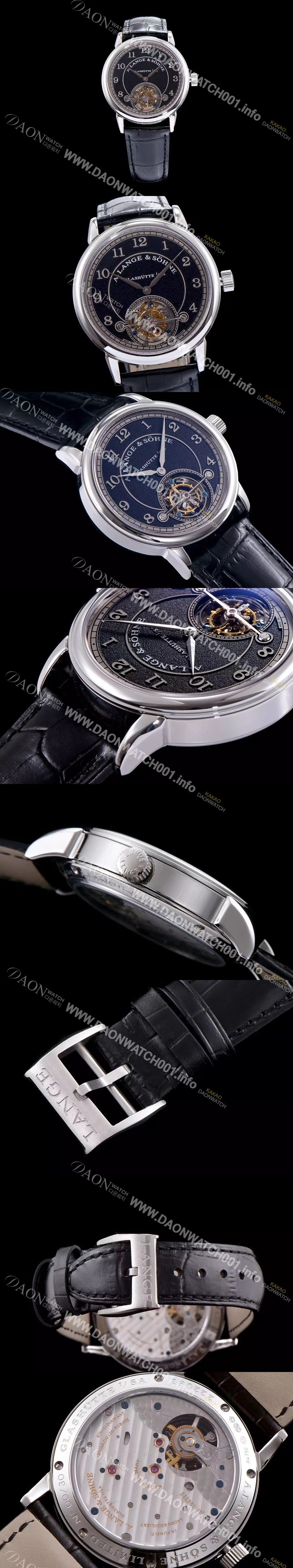 홍콩명품 [아랑게운트죄네] 남성용 Handwerkskunst 블랙 다이얼 투어빌론 무브먼트 LAN4200