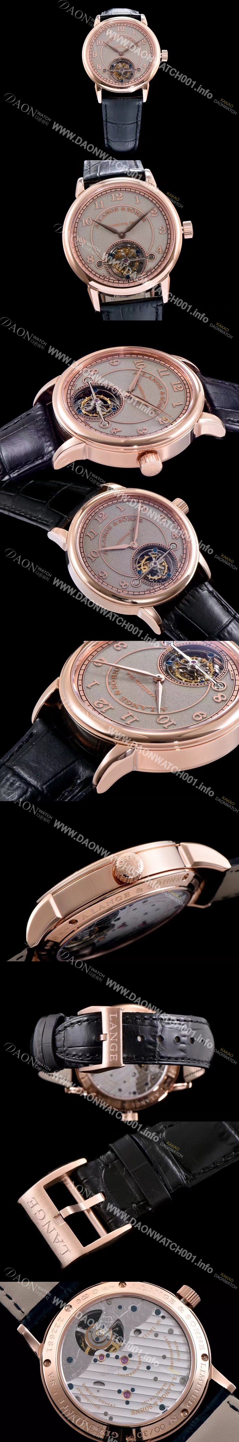 홍콩명품 [아랑게운트죄네] 남성용 Handwerkskunst 그레이 다이얼 투어빌론 무브먼트 LAN4200