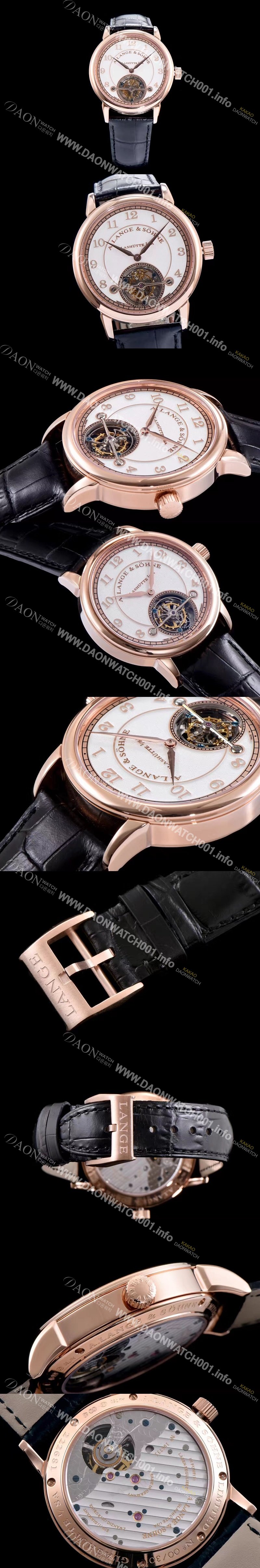 홍콩명품 [아랑게운트죄네] 남성용 Handwerkskunst 화이트 다이얼 투어빌론 무브먼트 LAN4205