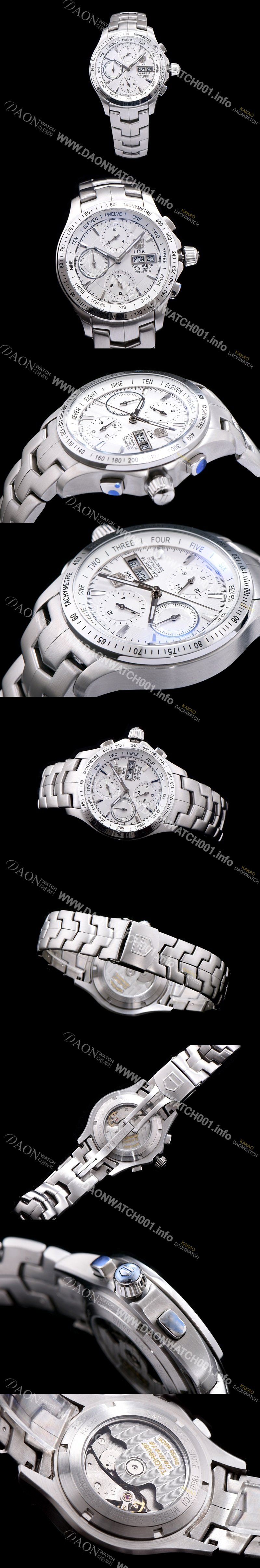 홍콩명품 [테그호이어] 남성용 링크 시리즈 칼리버 16 크로노그래프 화이트 다이얼 오토매틱 무브먼트 TAG0230