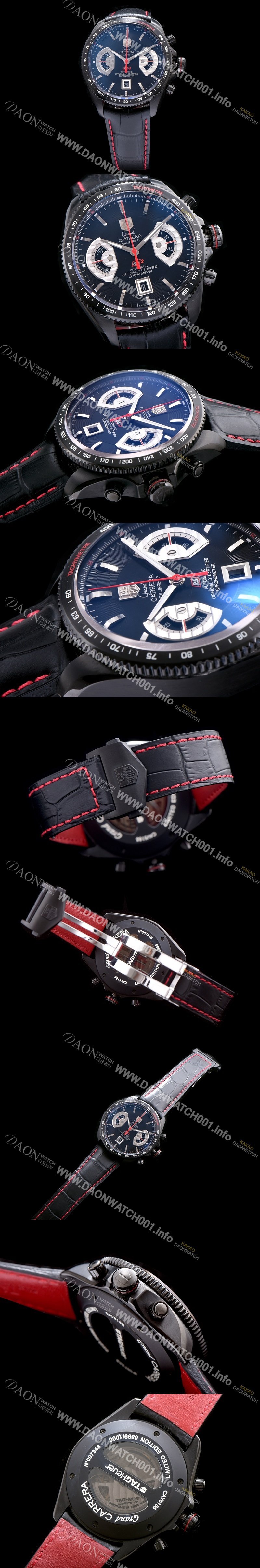 홍콩명품 [태그호이어] 남성용 그렌드 까레라 크로노그래프 칼리버 17 블랙 다이얼 ETA-7750 오토매틱 무브먼트 TAG0250