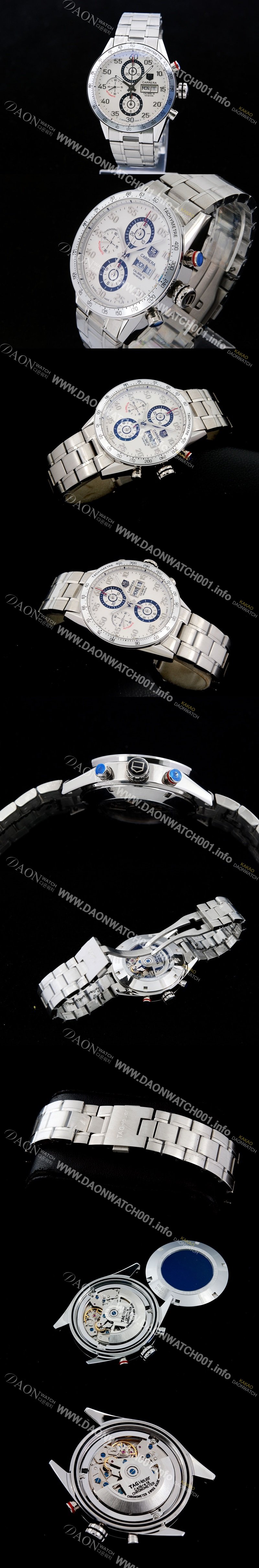 홍콩명품 [태그호이어] 남성용 까레라 칼리버 16 크로노그래프 화이트 다이얼 오토매틱 무브먼트 TAG0214