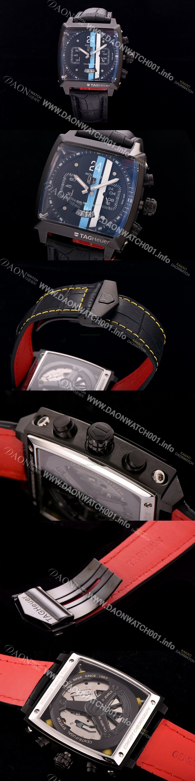 홍콩명품 [태그호이어] 남성용 뉴 모나코 컨셉트 24 크로노그래프 블랙 다이얼 스위스 쿼츠 무브먼트 TAG0205