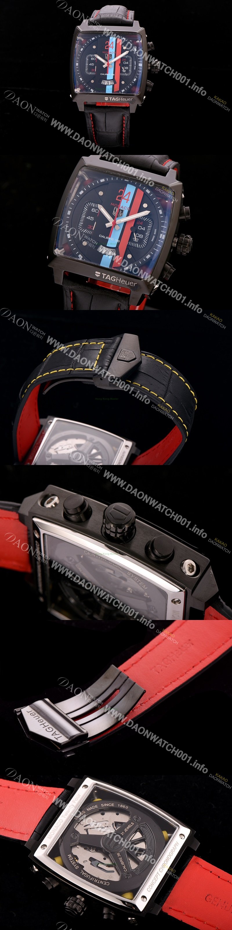 홍콩명품 [태그호이어] 남성용 뉴 모나코 컨셉트 24 크로노그래프 블랙다이얼 쿼츠 무브먼트 TAG0201