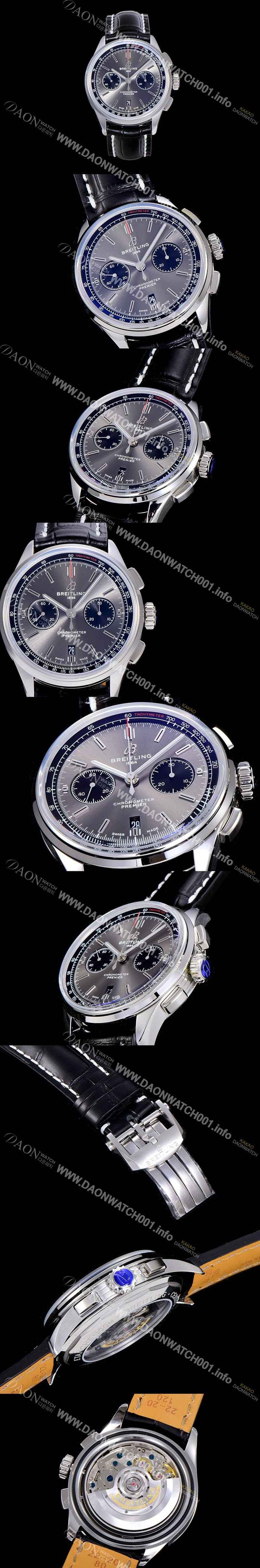 홍콩명품 [브라이틀링]남성용 프리미에르 01 크로노그래프 오토매틱 42mm 그레이다이얼 BRE84593