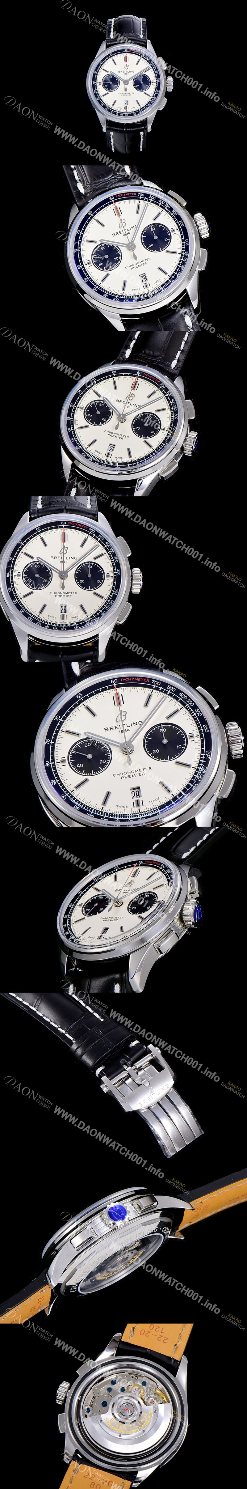 홍콩명품 [브라이틀링]남성용 프리미에르 01 크로노그래프 오토매틱 42mm 화이트다이얼 BRE94925
