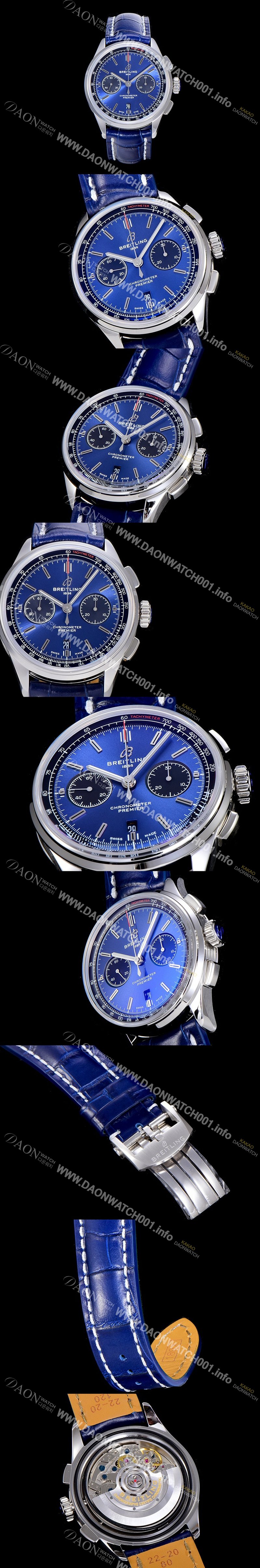 홍콩명품 [브라이틀링]남성용 프리미에르 01 크로노그래프 오토매틱 42mm 블루 다이얼 BRE27933