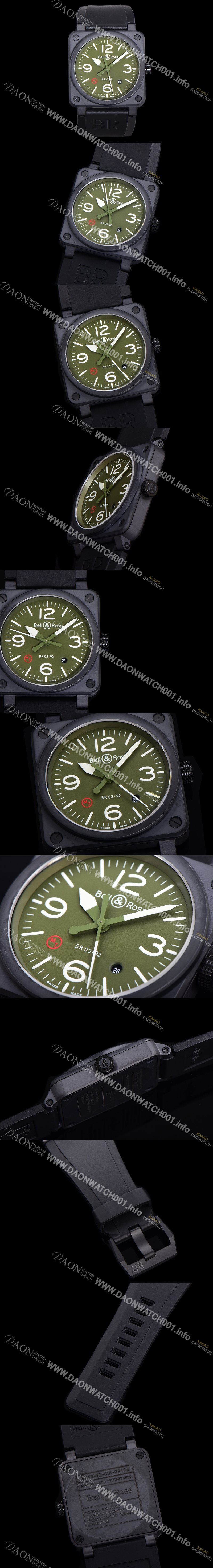 홍콩명품 [벨엔로즈] 남성용 BR03-92 다이버 세라믹 오토매틱 9015 타입 42mm 우레탄줄 그린 다이얼 bel80298