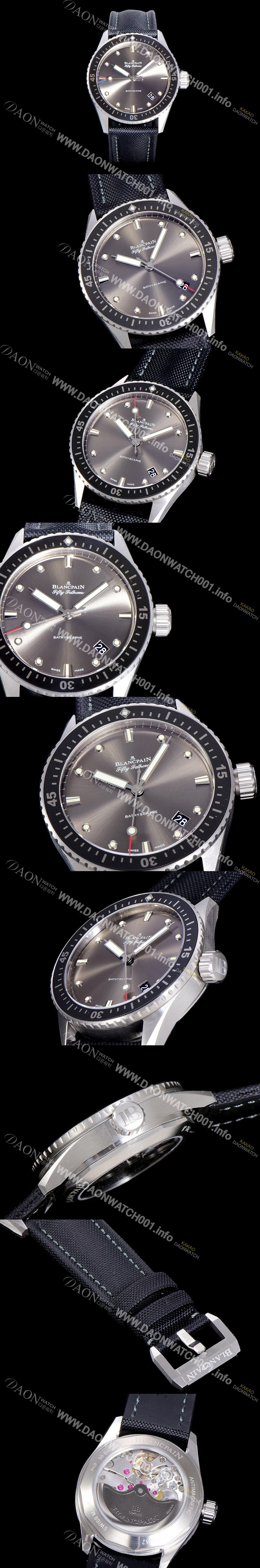 홍콩명품 [블랑팡] 남성용 하이퀄리티 피프티 패덤스 오토매틱 티타늄케이스 칼리버 1315타입 43.6미리 미리바티스카프 리얼 세라믹 베젤 UP!! 다이버 워치 그레이다이얼 BLA77865