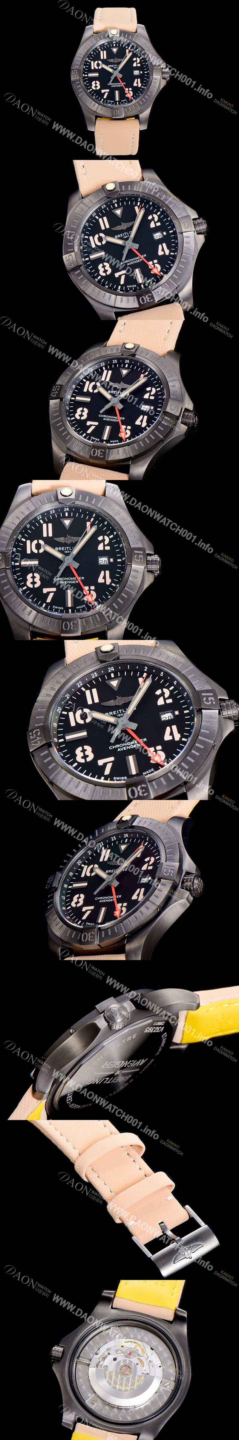 홍콩명품 [브라이틀링]남성용  어벤져 나이트미션 GMT 45미리 PVD코팅 오토매틱 블랙다이얼 BRE14973