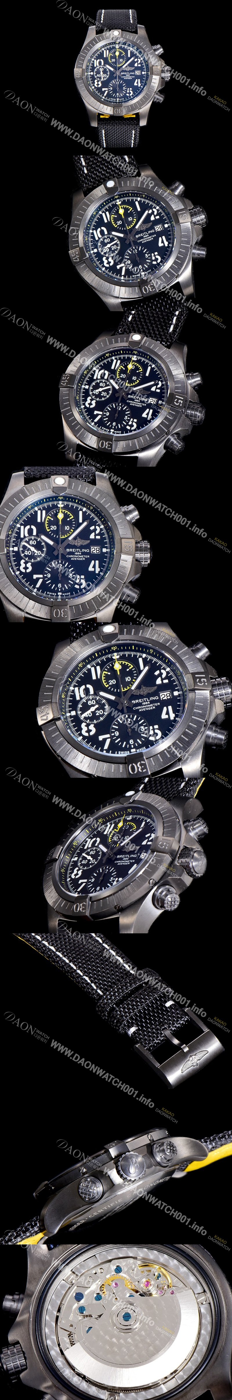 홍콩명품 [브라이틀링]남성용  어벤져 크로노그래프 45미리 나이트미션 DLC코팅 티타늄 오토매틱 블백다이얼  BRE81632