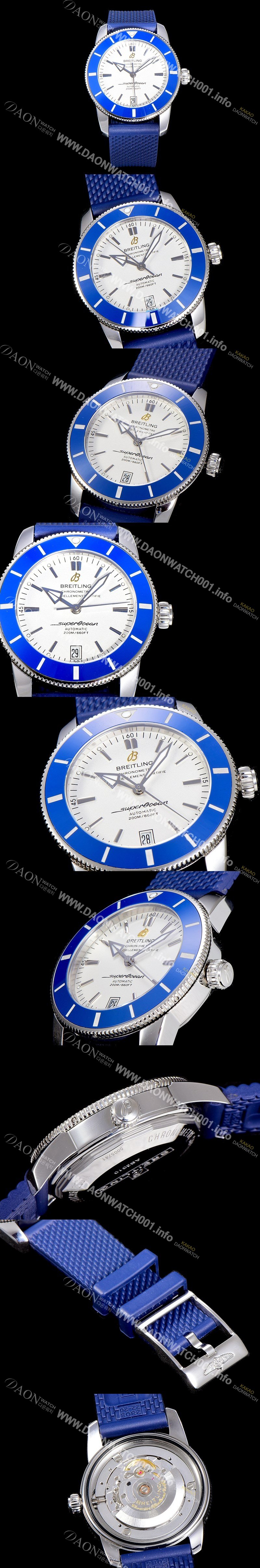 홍콩명품 [브라이틀링] 남성용 슈퍼오션 해리티지 II 오토매틱 ETA2824-2 타입 42미리 세라믹베젤 러버/우레탄줄 화이트다이얼 BRE75571