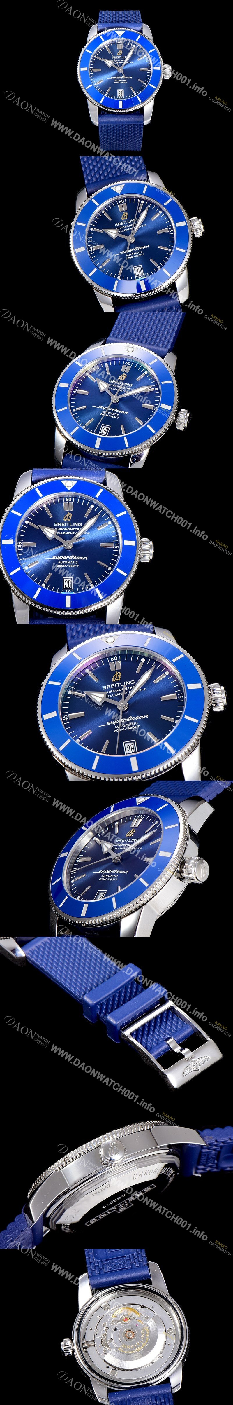 홍콩명품 [브라이틀링] 남성용 슈퍼오션 해리티지 II 오토매틱 ETA2824-2 타입 42미리 세라믹베젤 러버/우레탄줄 블루다이얼 BRE75519