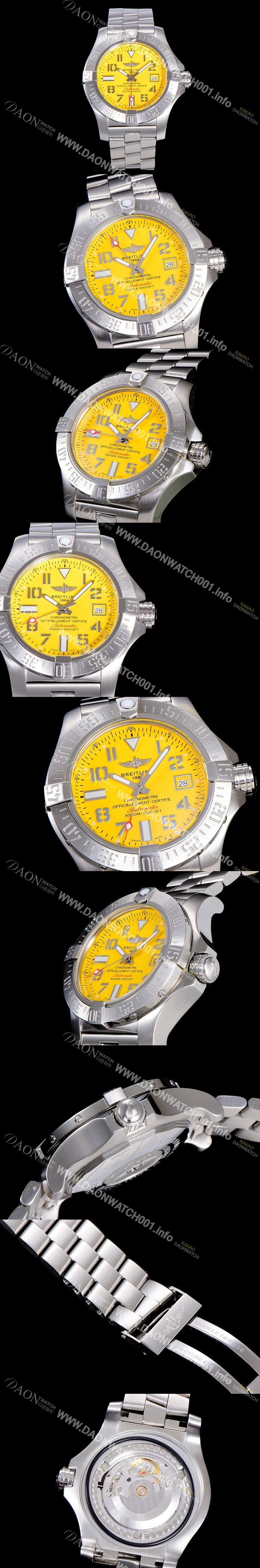 홍콩명품 [브라이틀링] 남성용 어벤져 오토매틱 ETA2836-2 타입 45미리 매탈시계 옐루다이얼 BRE75546