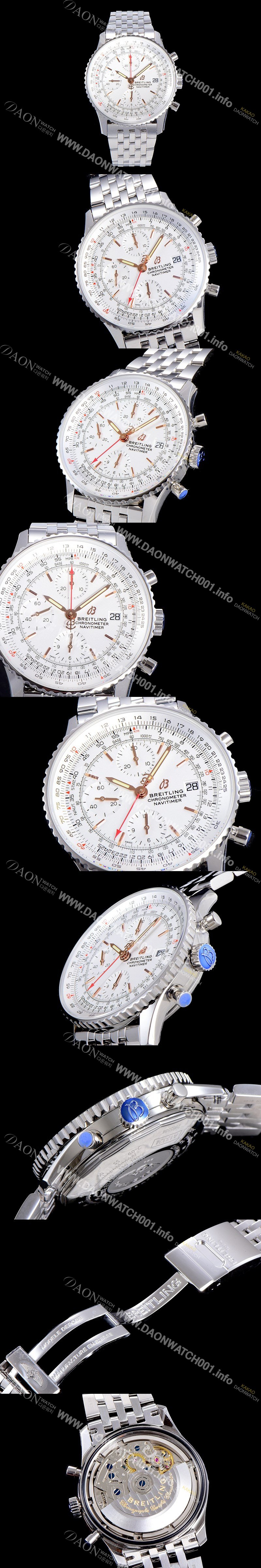 홍콩명품 [브라이틀링] 남성용 네비타이머 크로노그래프 오토매틱 A7750-2 41미리 메탈시계 화이트다이얼 BRE75641