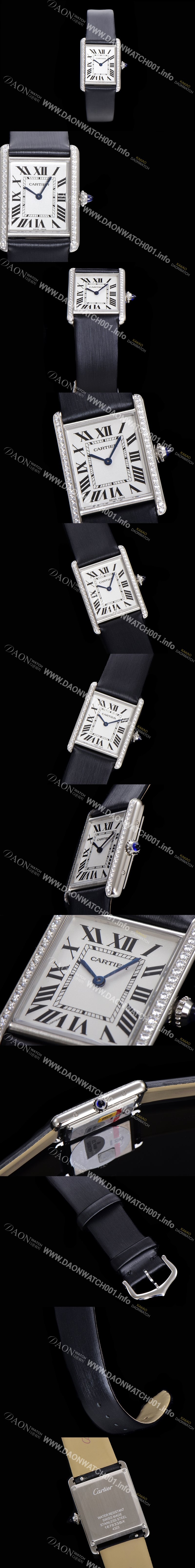 홍콩명품 [까르띠에] 여성용 탱크 돛대 W4TA0017 로마 인덱스 33.7mm 화이트 다이얼 큐빅베젤 가죽줄 쿼츠 무브먼트 CAR00568