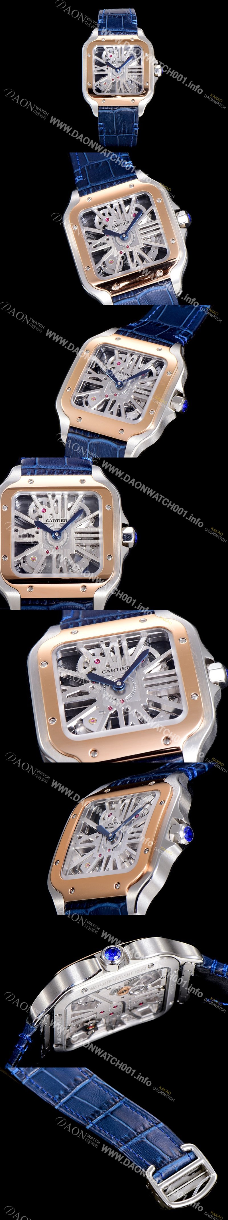 홍콩명품 [까르띠에]남성용  산토스 더 까르띠에 수동/기계식 라지39.8미리 18k 로즈골드  스켈레톤 다이얼 CAR37394