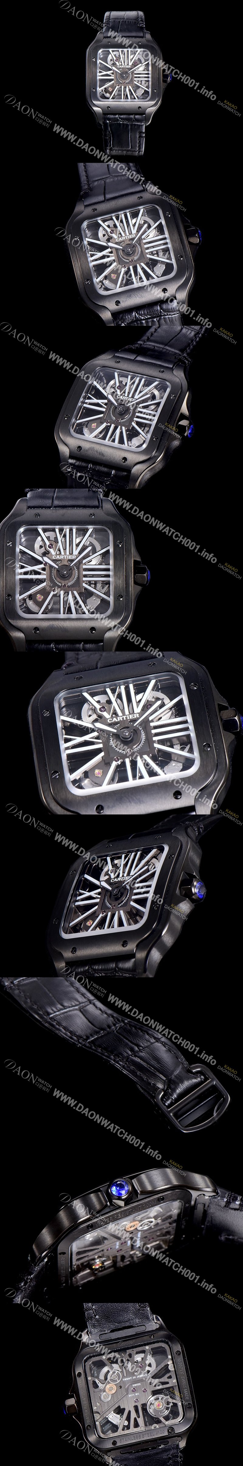 홍콩명품 [까르띠에]남성용  산토스 더 까르띠에 수동/기계식 라지39.8미리 PVD 코팅 스켈레톤 다이얼 CAR64387