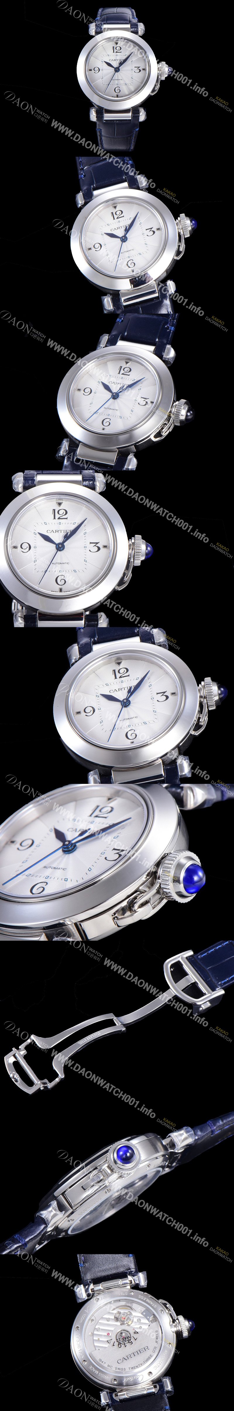 홍콩명품 [까르띠에] 여성용 파샤 드 오토매틱 1847MC 35미리 가죽시계 화이트다이얼 CAR11445