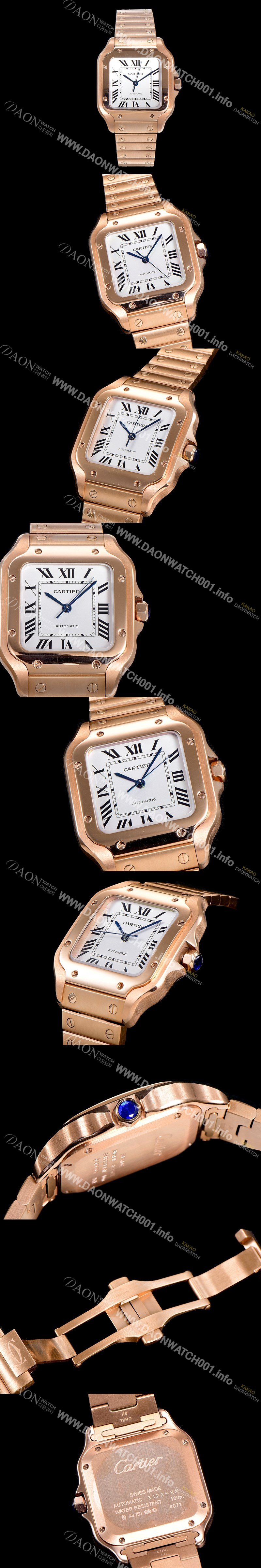 홍콩명품 [까르띠에] 남성용 산토스 더 까르띠에 WGSA0031 오토매틱 ETA2892-2 금장시계 18K로즈골드 35.1미리 화이트다이얼 CAR11454