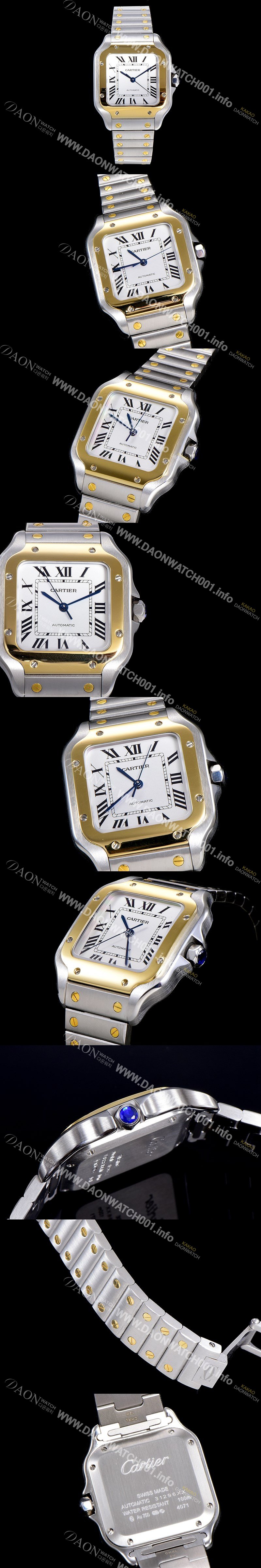 홍콩명품 [까르띠에] 남성용 산토스 더 까르띠에 W2SA0016 오토매틱 ETA2892-2 금장시계 18K옐루골드 35.1미리 화이트다이얼 CAR11463