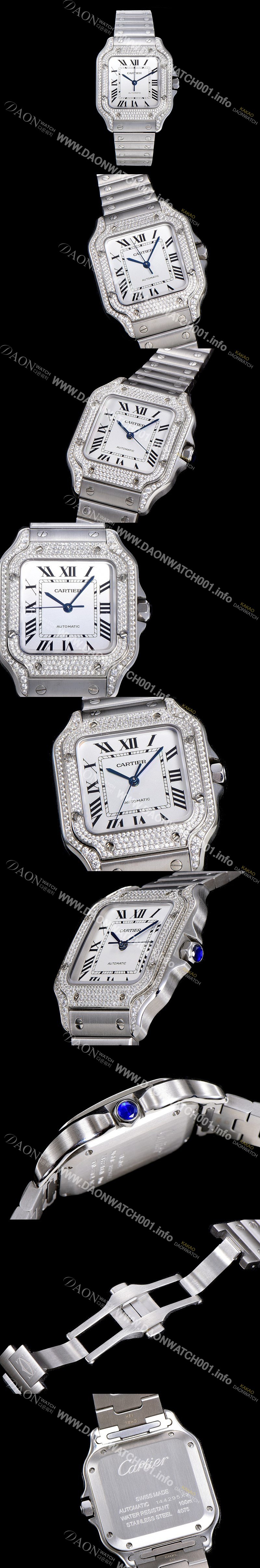 홍콩명품 [까르띠에] 남성용 산토스 더 까르띠에 WJSA0006 오토매틱 ETA2892-2 보석시계 35.1미리 화이트다이얼 CAR11472