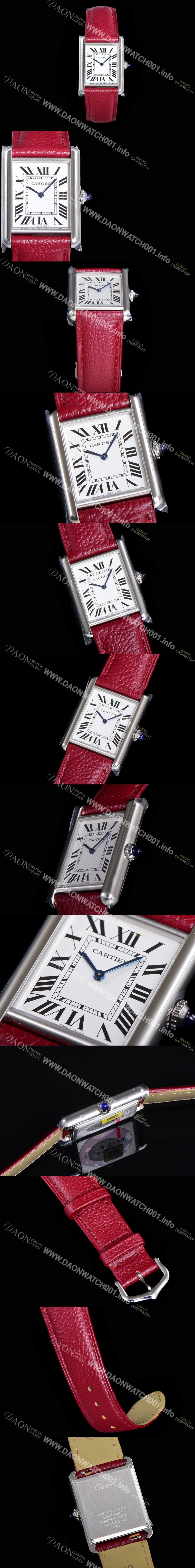 홍콩명품 [까르띠에] 여성용 탱크 머스트 WSTA0041 로마 인덱스 33.7mm 화이트 다이얼 가죽줄 쿼츠 무브먼트 CAR08320