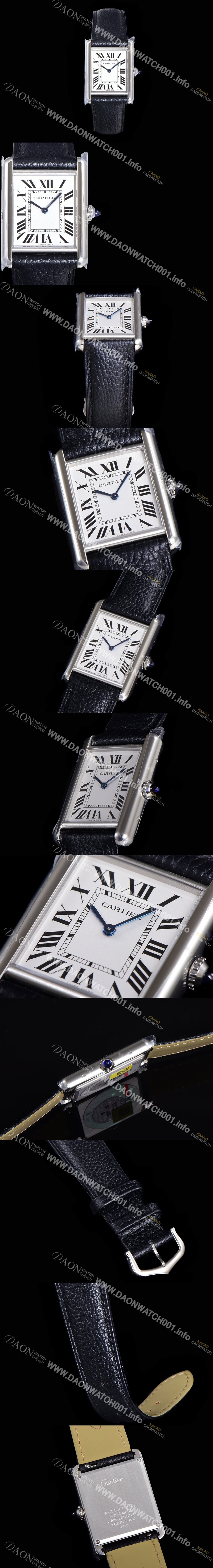 홍콩명품 [까르띠에] 여성용 탱크 머스트 WSTA0041 로마 인덱스 33.7mm 화이트 다이얼 가죽줄 쿼츠 무브먼트 CAR08322