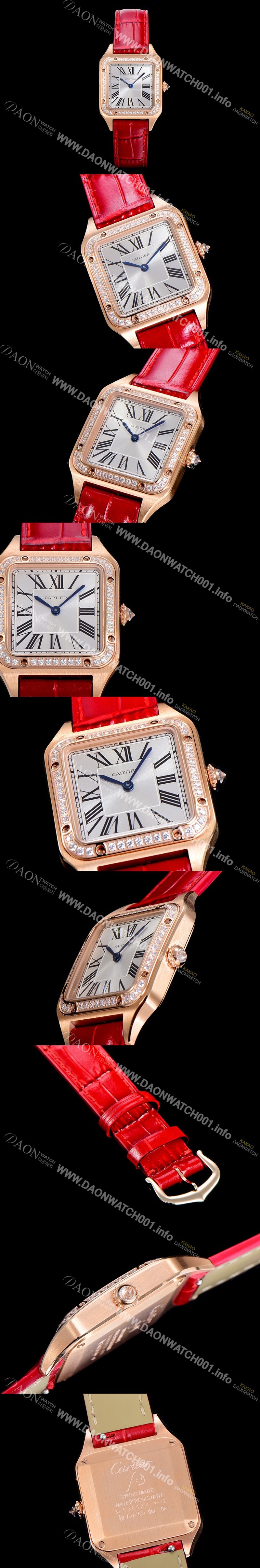 홍콩명품 [까르띠에]여성용 산토스 두몽트 쿼츠 38미리 S/S  금장시계 보석/큐빅 튜닝 실버다이얼 CAR26865