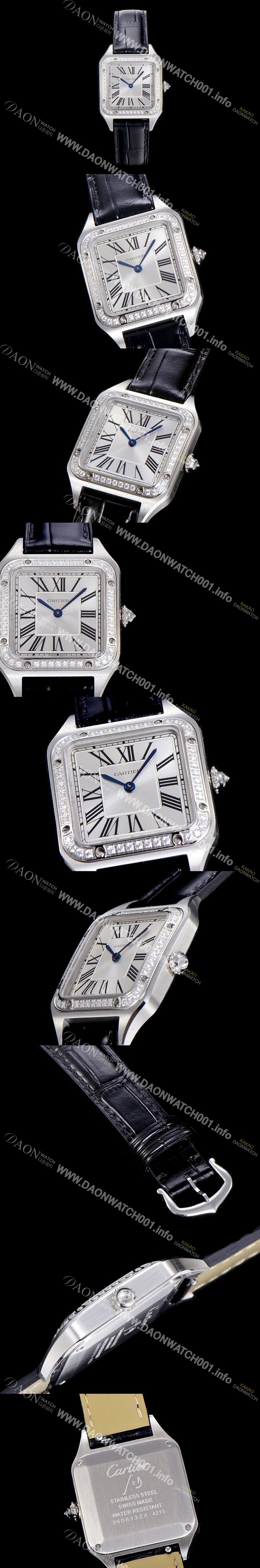 홍콩명품 [까르띠에]남여공용 산토스 두몽트 쿼츠 커플시계 43미리/38미리 M/S 보석/큐빅 튜닝 실버다이얼 CAR14821