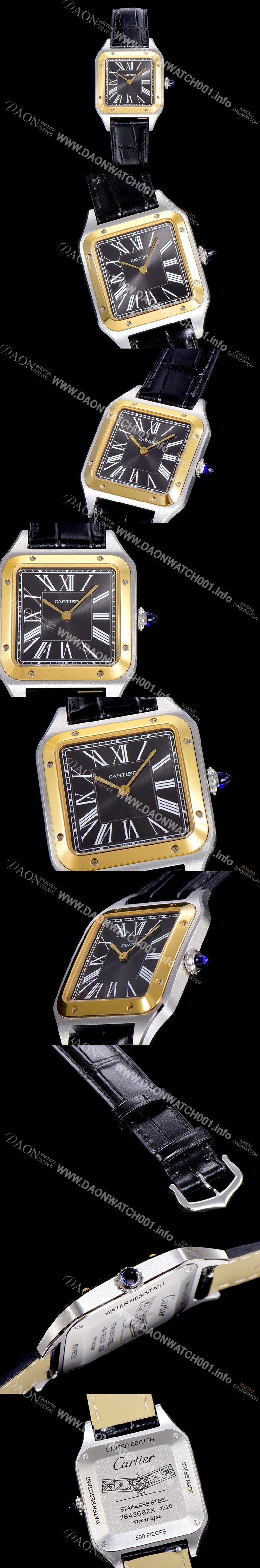홍콩명품 [까르띠에]남여공용 산토스 두몽트 쿼츠 커플시계 38미리 43미리/38미리 M/S 블랙다이얼 CAR40398