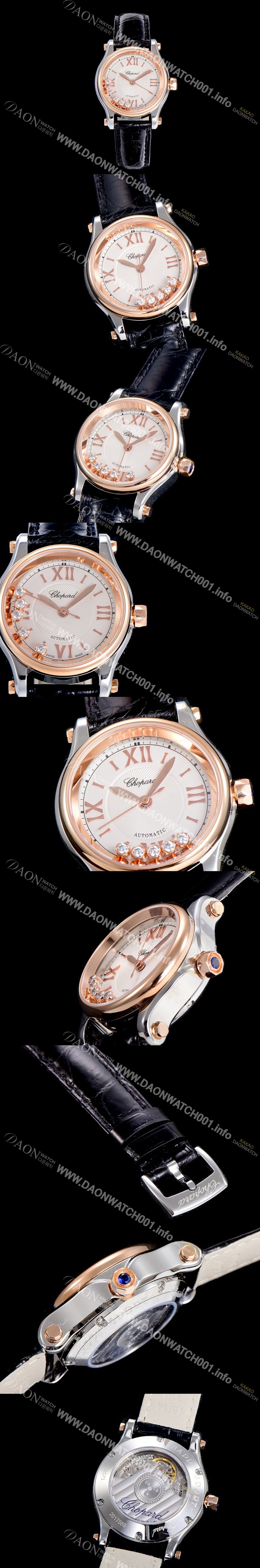 홍콩명품 [쇼파드]여성용 해피스포츠 미니 오토매틱 30미리 레이디스 18K 로즈골드 화이트다이얼 CHO25941