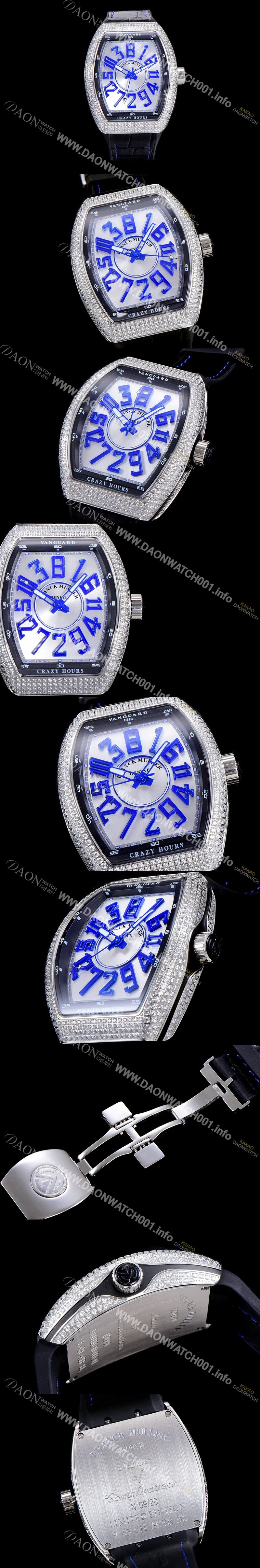 홍콩명품 [프랭크뮬러] 남성용 뱅가드 오토매틱 CZ02타입 44미리 보석/큐빅 셋팅 가죽줄/스트랩 화이트다이얼 FRA73759