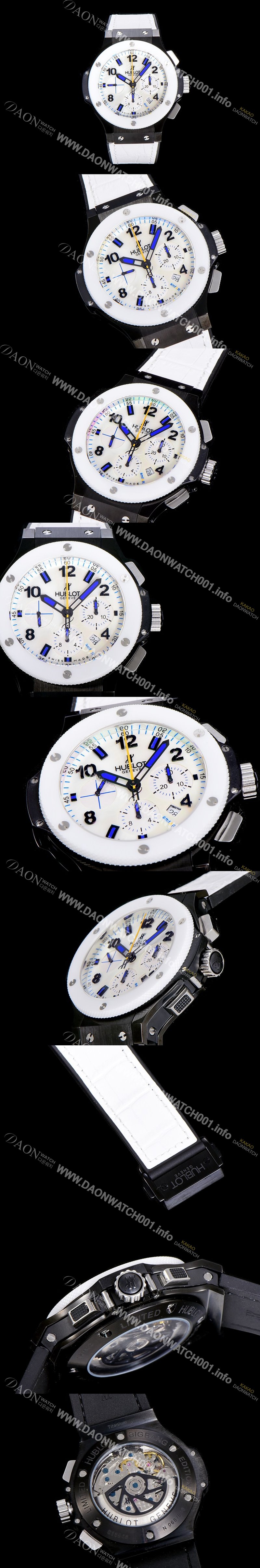 홍콩명품 [휴블렛]남성용 빅뱅 크로노그래프 44미리 PVD 코팅 세라믹 우레탄 오토매틱 화이트다이얼 HUB47949