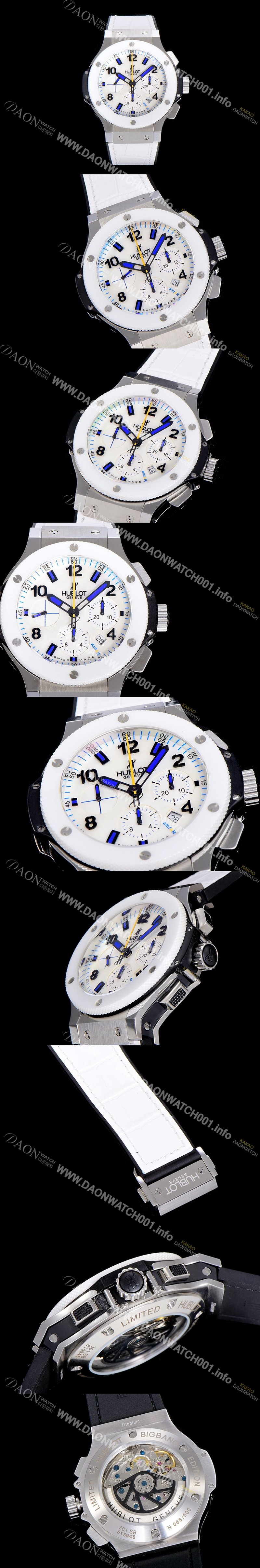 홍콩명품 [휴블렛]남성용 빅뱅 크로노그래프 44미리 세라믹 우레탄 오토매틱 화이트다이얼 HUB39835